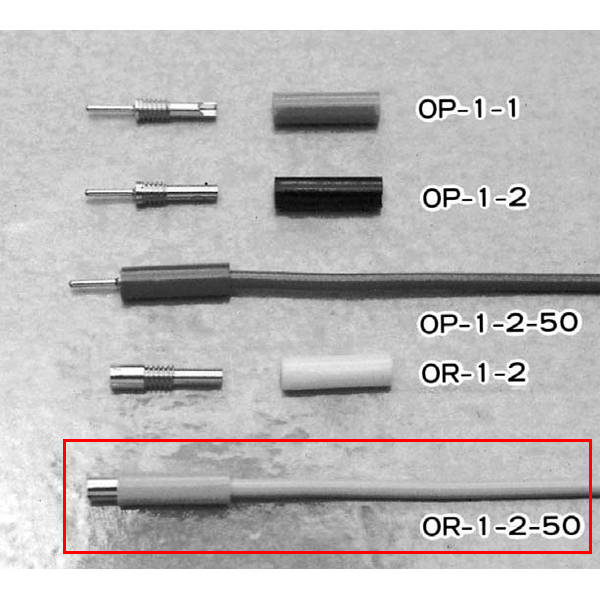 【OR-1-2-50 赤】超小型パネルチェック用端子 中継用ソケット(電線付)赤(10個入)