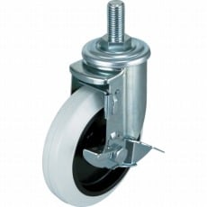 【AHT-150-NRBDS-W】エアーキャスターねじ込みタイプ(ホワイトゴム自在車ストッパー付)