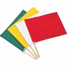 【245002】手旗 緑 300(450)×420mm 布+木製棒