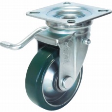 【UWJB-150L】産業用キャスターダブルS(左)付自在車 150径ウレタン車輪