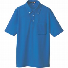 【10599-006-L】ボタンダウン半袖ポロシャツ ブルー L