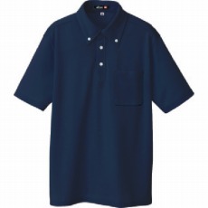 【10599-008-L】ボタンダウン半袖ポロシャツ ネイビー L