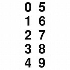 【TSN-30-10】数字ステッカ— 30×30 「0〜9」連番 白 1枚入