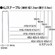 【425J】タッカ用4Jステープル 肩幅4mm 長さ25mm 5000本入り