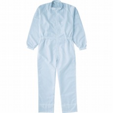 【TCOG-W-LL】制電糸グリッド仕様フード無つなぎ服 ホワイト LL
