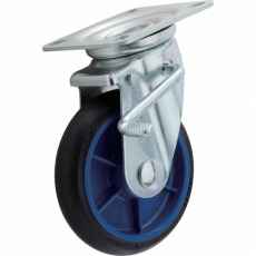 【LR-150WJS-BK-20】低始動抵抗Wストッパー・旋回金具付Φ150黒 シャフトΦ20
