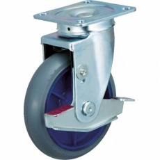 【LR-150WJS-GR-20】低始動抵抗Wストッパー・旋回金具付Φ150グレー シャフトΦ20