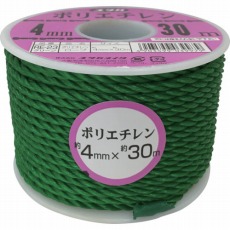 【RE-23】ロープ PEカラーロープボビン巻 4mm×30m グリーン