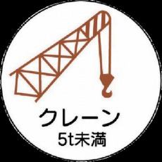 【370-88】作業管理関係ステッカークレーン5t未満 PPステッカ 35Ф 2枚入