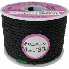 【RE-24】ロープ PEカラーロープボビン巻 4mm×30m ブラック