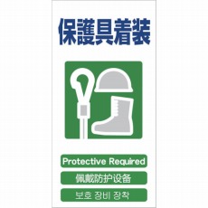 【1146-1113-15】4ヶ国語入り安全標識 保護具装着 GCE‐15