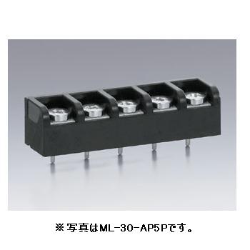 【ML-30-AP-19P】貫通型ねじ式端子台 M3平小ねじ 9.45mmピッチ 6A 250V 19極 裏側PC端子