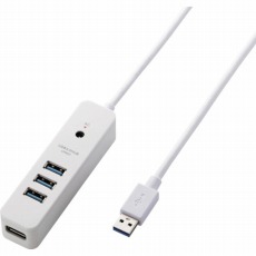 【U3H-T410SWH】USB3.0ハブ 4ポート強力マグネット付 コードキーパー付 ホワイト