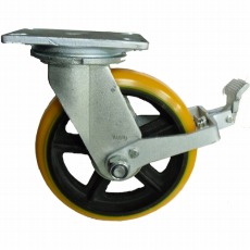 【SDUJ200ST】重量用高硬度ウレタン自在車200φストッパー付