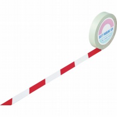 【148043】ガードテープ(ラインテープ) 白/赤(トラ柄) 25mm幅×20m
