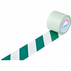【148164】ガードテープ(ラインテープ) 白/緑(トラ柄) 100mm幅×20m