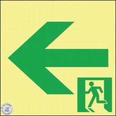 【364952】高輝度蓄光避難誘導ステッカー標識 非常口← 150×150 S級認定品