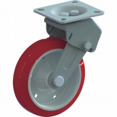 【TP6061R-02-PSD-SA-R】スプリング内蔵キャスター 固定 PU車 150mm