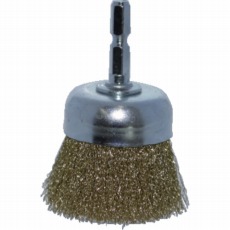 【TB-6624-60】軸付カップブラシ Φ50X軸6.35 真鍮線 0.15線