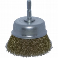 【TB-6634-60】軸付カップブラシ Φ65X軸6.35 真鍮線 0.15線