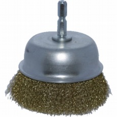 【TB-6644-60】軸付カップブラシ Φ75X軸6.35 真鍮線 0.15線