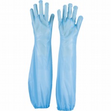 【TPL-60-B】使い捨てポリエチレンロング手袋 ブルー (30枚入)