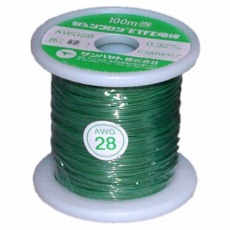 【AWG28-100-G】ETFE電線(ジュンフロン線)緑 0.62mm 100m