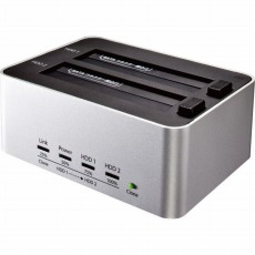 【KURODACHICLONEU3】コピー対応 USB3.0接続 3.5/2.5型 SATA SSD/HDDx2 スタンド(シルバー)