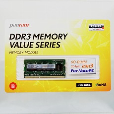 【D3N1600PS-4G】CFD Panram DDR3-1600 ノート用メモリ 204pin SO-DIMM 4GBx1