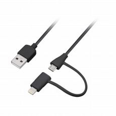 【GH-ALTMBA15-BK】【在庫処分セール】Lightning/microUSB - USB 充電・データ転送ケーブル ブラック 15cm