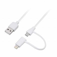 【GH-ALTMBA15-WH】【在庫処分セール】Lightning/microUSB - USB 充電・データ転送ケーブル ホワイト 15cm