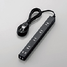 【T-NSLK-2620BK】【在庫処分セール】雷ガード付きACアダプタ対応スリムタップ