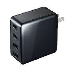 【ACA-IP54BK】USB充電器(4ポート・合計6A・ブラック)