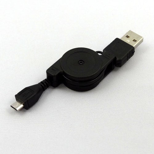 【EM-URC2AMMCM08-BK】microUSB巻き取りケーブル 0.7m(黒)