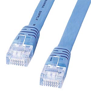 【LA-FL5-15LBK】CAT5eより線フラットケーブル(ライトブルー・15m)
