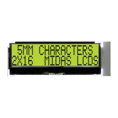 【MCCOG21605C6W-SPTLYI】LCD COG 2X16 STN Y/GRN B/L I2C