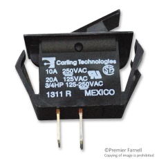 【TA22B-TLB-B-XLT1】SWITCH ROCKER SPST 20A 250VAC BLACK