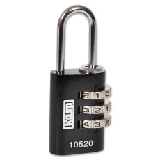 【K10520BLAD】LOCK COMBI ALUMINIUM 20MM BLACK