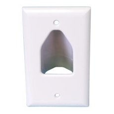 【45-0001-WH】Single Gang White Recessed Cable Pass Through Wall Plate