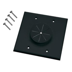 【2GBK-GR2】Double Gang Wireport Cable Pass Through Wall Plate with Grommet - Black