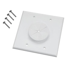 【2GWH-GR2】Double Gang Wireport Cable Pass Through Wall Plate with Grommet - White