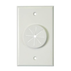 【1GIV-GR1】Single Gang Wireport Cable Pass Through Wall Plate with Grommet - Ivory