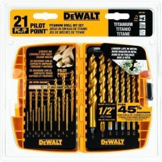 【DW1361】21 Piece Pilot Pointｮ Titanium Drill Bit Set