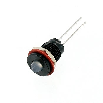 【DB-3-N-BW】LEDブラケット 凸型 本体色：黒 取付孔：φ8.1mm 素子：白-発光色：赤