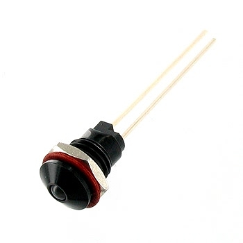 【DB-9-T-BW】LEDブラケット 凸型 本体色：黒 取付孔：φ6.1mm 白素子-赤色発光(旧仕様)