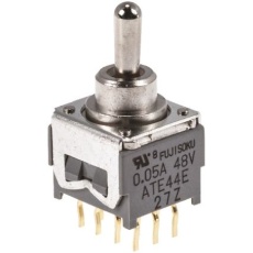 【ATE44E-2M3-Z】トグルスイッチ On-Off-On 4極双投(4PDT)PCB 50 mA @ 48 V ac/dc