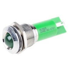 【203-925】パイロットランプ、12V ac/dc、緑、実装ホールサイズ:16mm
