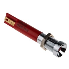 【210-945】パイロットランプ、12V dc、赤、実装ホールサイズ:8mm