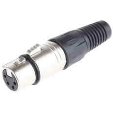 【458-014】XLRコネクタ メス 4極 ストレート ケーブルマウント 銀めっき