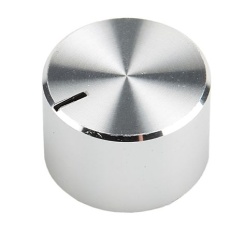 【499-933】アルミニウム ポテンショメータ ノブ、6.4mm、丸型軸 直径:18mm、グラブねじ